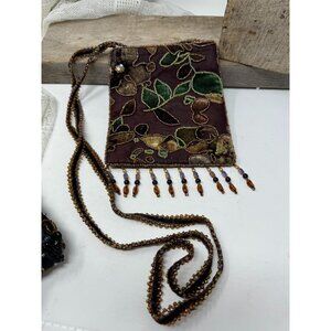 Stunning Glass Beaded Floral Purse with Fringe